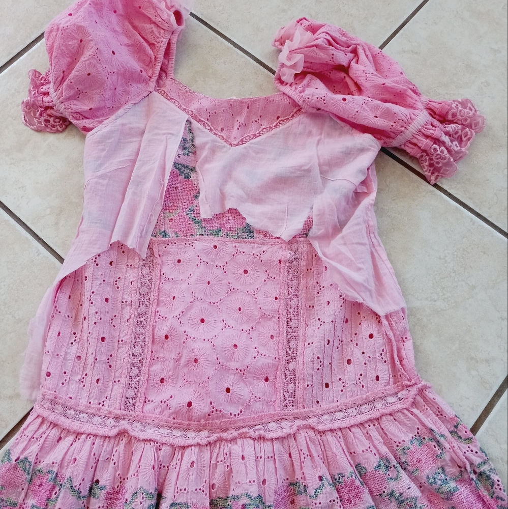 LoveShackFancy Pink Eyelet Floral Mini Dress - Picture 12 of 16